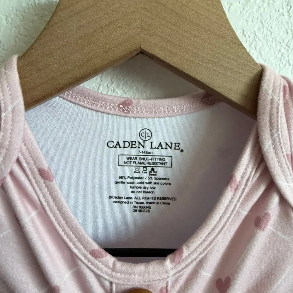 Caden Lane Knotted Gown Swaddle Sleep Sack Tiny Hearts Dusty Pink Size 7-14lbs